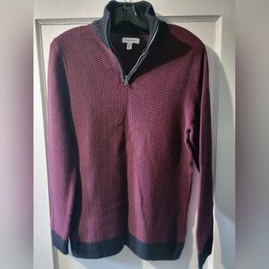 Calvin Klein Men's Maroon Zip-Up Sweater